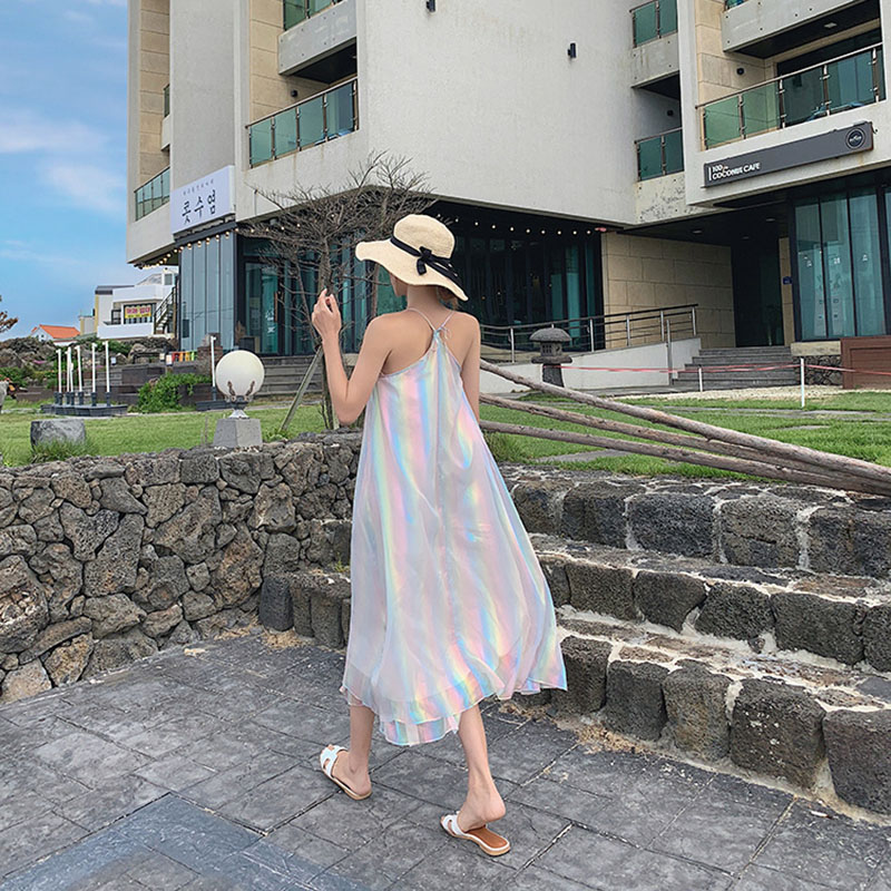 IELGYĐầm Dài Dáng Rộng Màu Sắc Thời Trang Hàn Quốc Xinh Xắn Cho Nữ