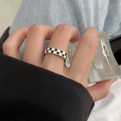 Nhẫn hợp kim caro cá tính có thể điều chỉnh, phụ kiện trang sức TS014 - Filibra