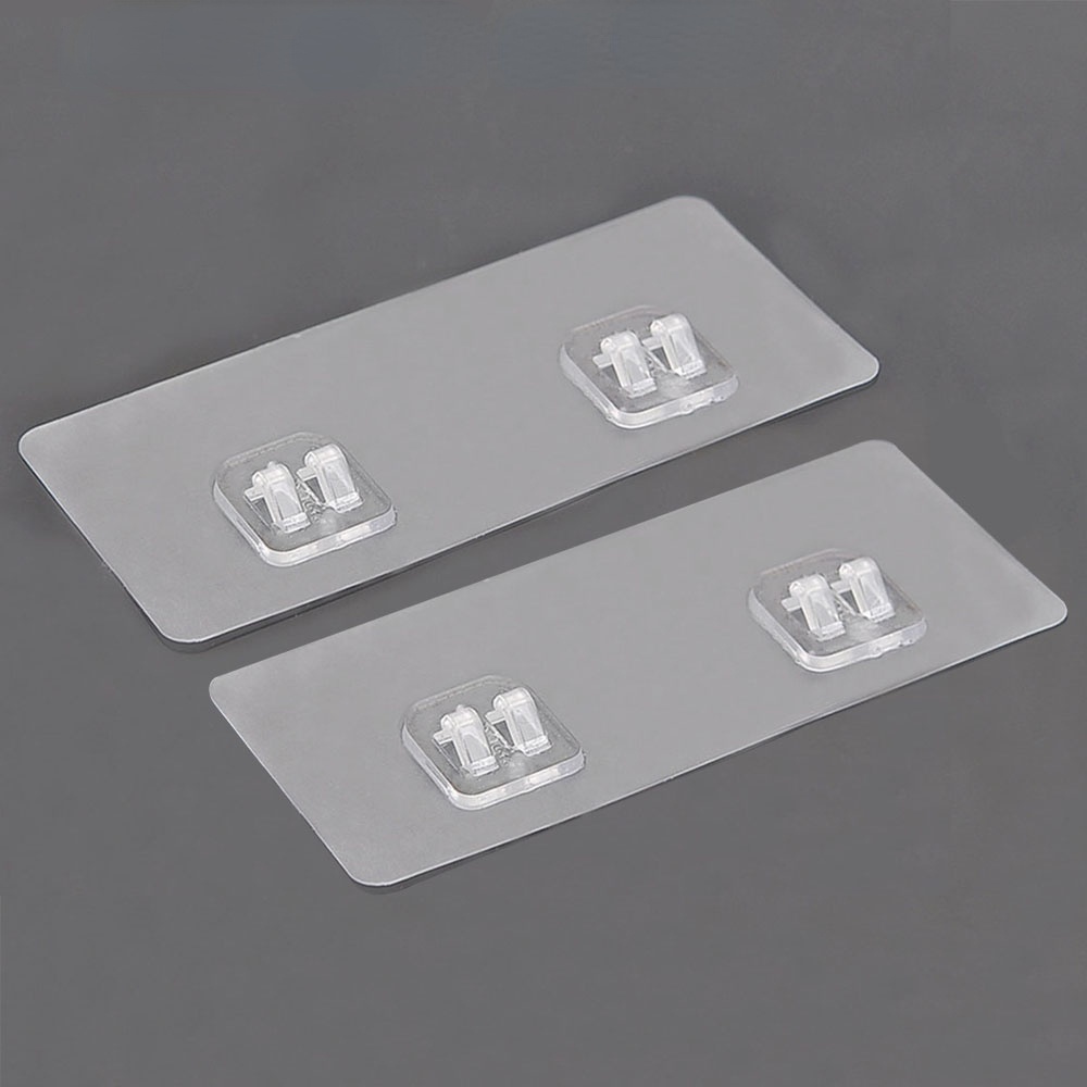 Set 2 Móc Treo Đồ Dán Tường Trong Suốt Không Để Lại Dấu Vết