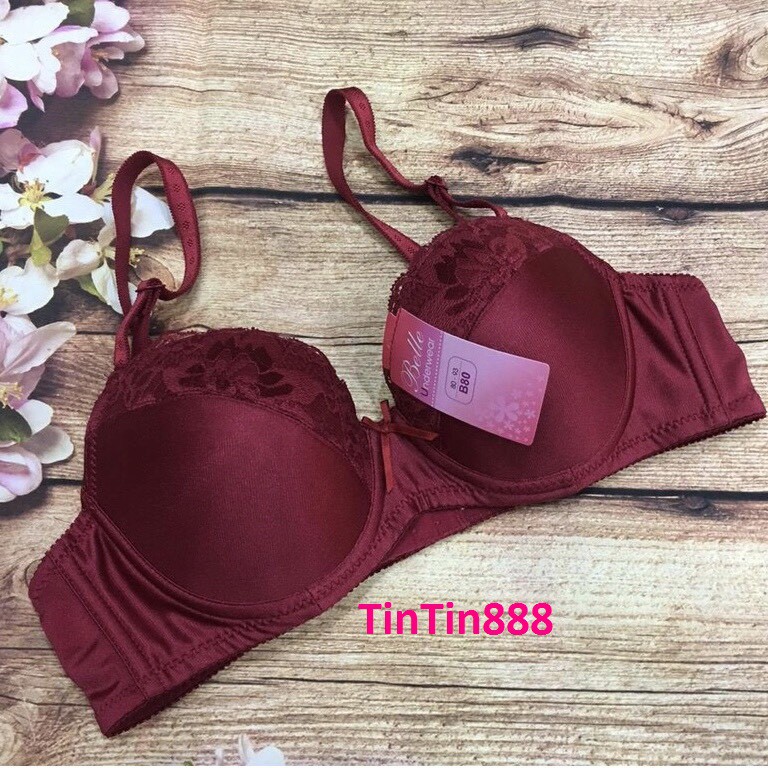 Áo ngực nữ mút mỏng trơn không gọng phối ren Belle cài trước êm mềm, bra mút mỏng