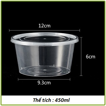 50 hộp nhựa tròn PP trong suốt dùng 1 lần đựng thực phẩm 450ml | BigBuy360 - bigbuy360.vn