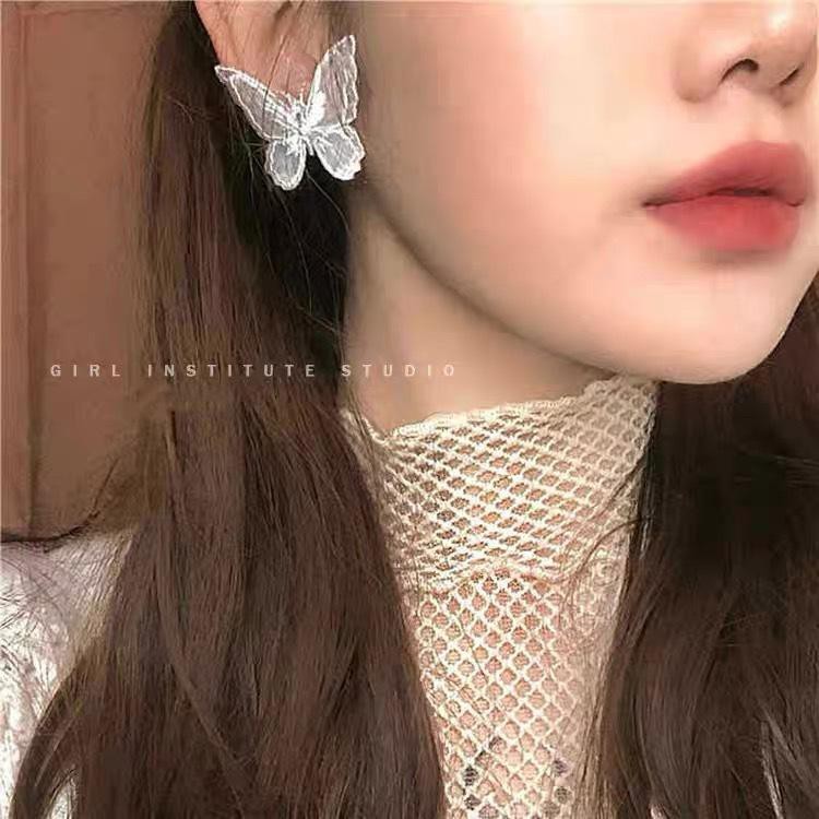 ( 3 mẫu ) Vòng cổ choker khuyên tai kẹp tóc Bướm REN đen trắng vải thời trang dự tiệc sang chảnh xinh xắn