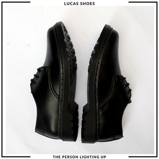 Giày Da Nam Nữ LC1461 All Black đế đen, đế cao 3.5cm, Phong cách lịch sự thanh lịch, trẻ trung, dễ phối