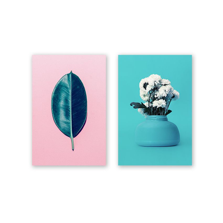 Bộ tranh Leaf, flower, pastel