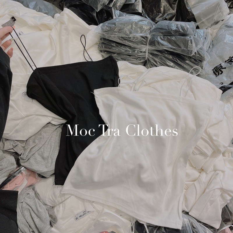 Áo Hai Dây Bún Chất Cotton Zip 2 Màu Siêu Xinh, Áo 2 Dây Nữ Đẹp Dáng Ôm