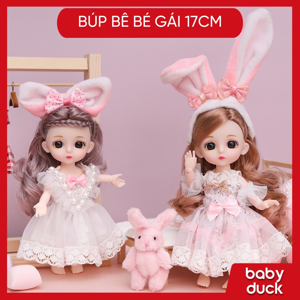 Búp bê cho bé gái dài 17cm cực kì dễ thương, đồ chơi búp bê barbie trẻ em