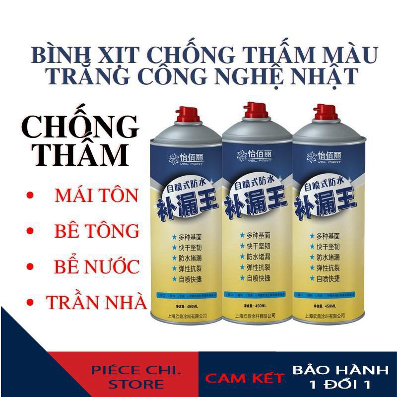 Bình xịt chống thấm chống dột mái nhà tường ống nước đa năng 450ml - Chai xịt chống thấm công nghệ sơn màu trắng Nhật