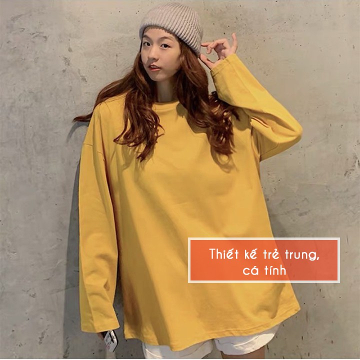 [FREESHIP TỪ 50K Áo thun dài tay trơn dáng unisex form rộng cho cả nam và nữ