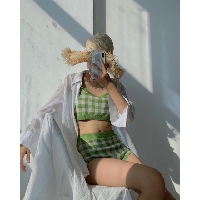 Set bikini caro xanh | BigBuy360 - bigbuy360.vn