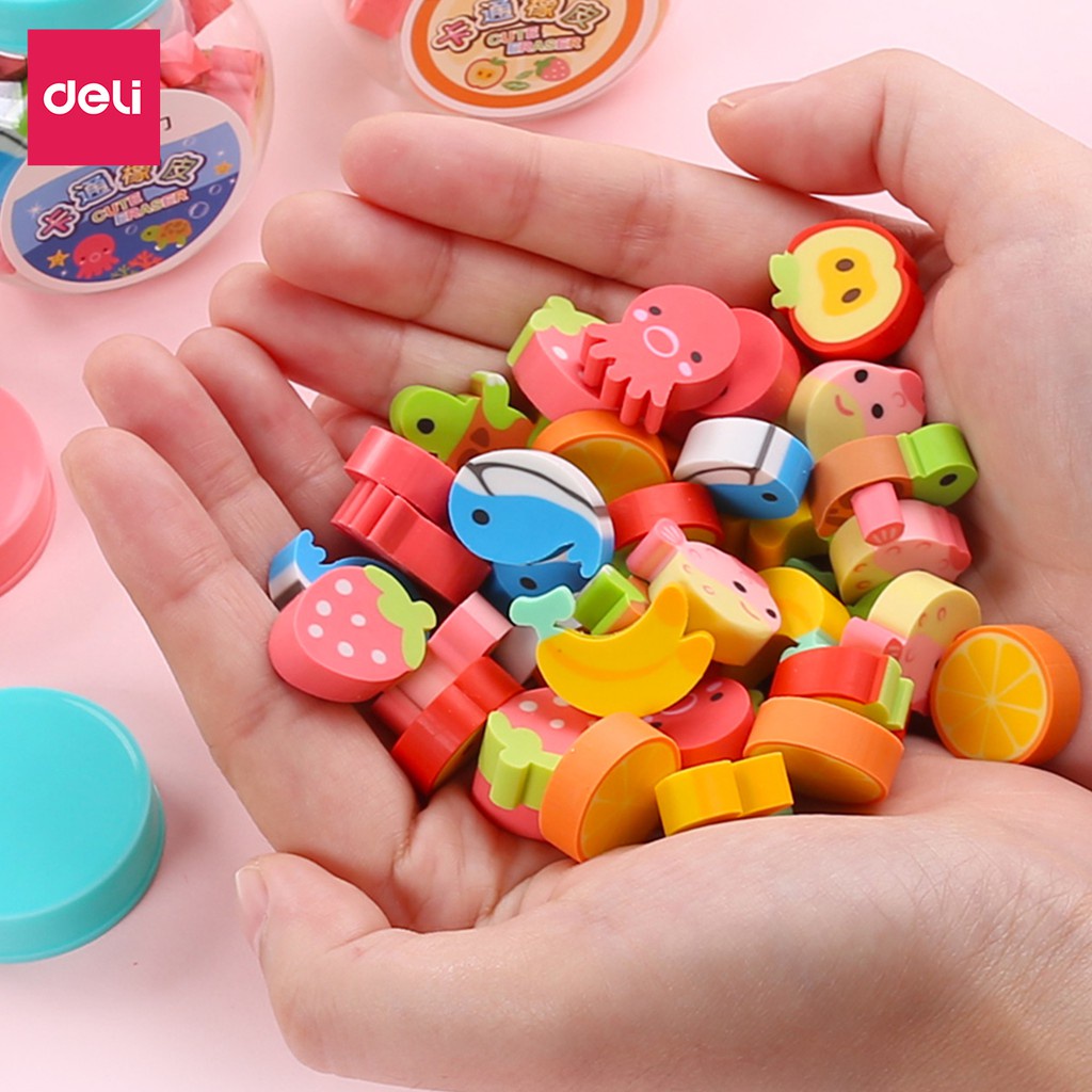 Hộp 20 Gôm Tẩy Mini Cute Hoa Quả Động Vật Dễ Thương Deli - Tẩy Xoá Bút Chì Học Sinh Văn Phòng Dụng Cụ Học Tập