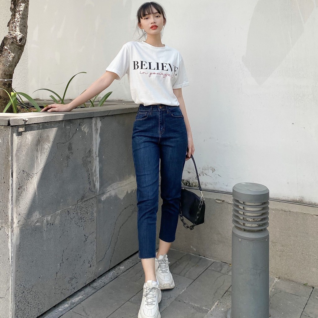 QUẦN JEANS BAGGY XẺ LAI ZAREEN JEA118 XANH ĐẬM