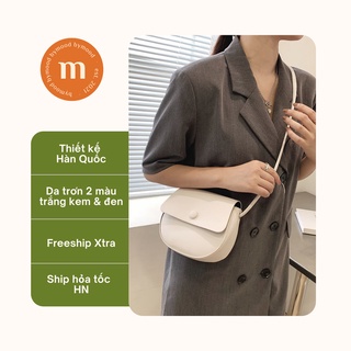 Túi xách Bymood đeo chéo JOYFUL dáng hộp tròn nắp gập, thiết kế quai da thắt nút thời trang Hàn Quốc