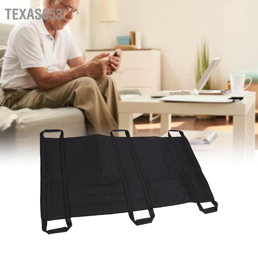 Texas053 Đệm định vị giường 6 tay cầm được gia cố Màu đen Kéo dài có thể sử dụng lại Máy cáng vận chuyển di động giặt cho người già nằm liệt