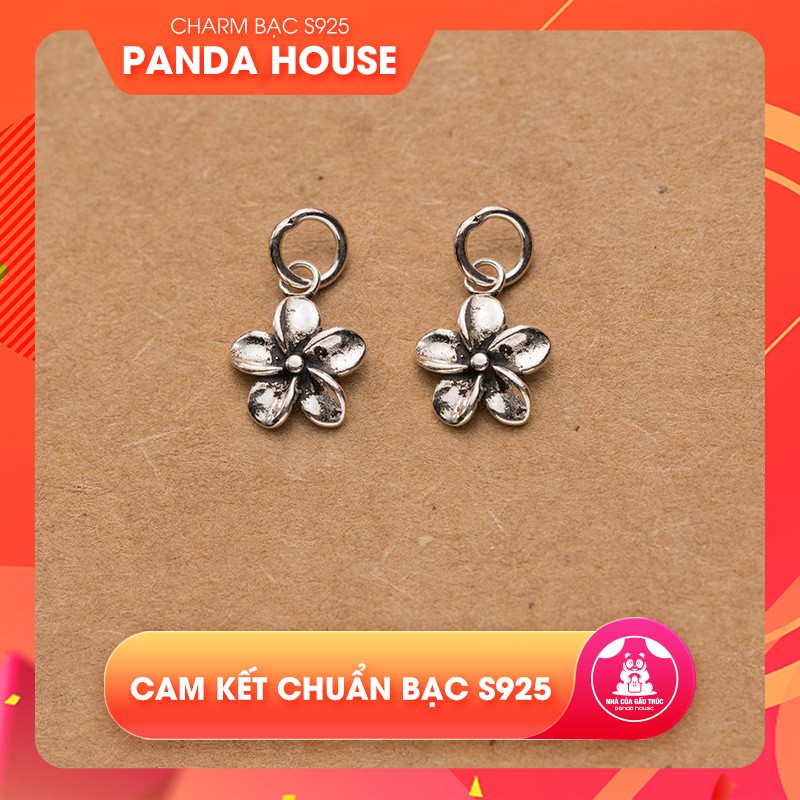 Charm bạc s925 hình bông hoa sứ năm cánh size 2x10x13mm (charm treo) bạc thái - Panda House