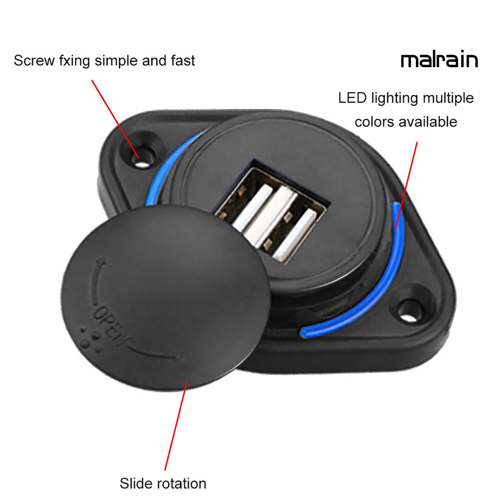 Ổ Cắm Sạc Hai Cổng USB Ma 3.1A 12-24V Dành Cho Xe Hơi/Tàu Thuyền