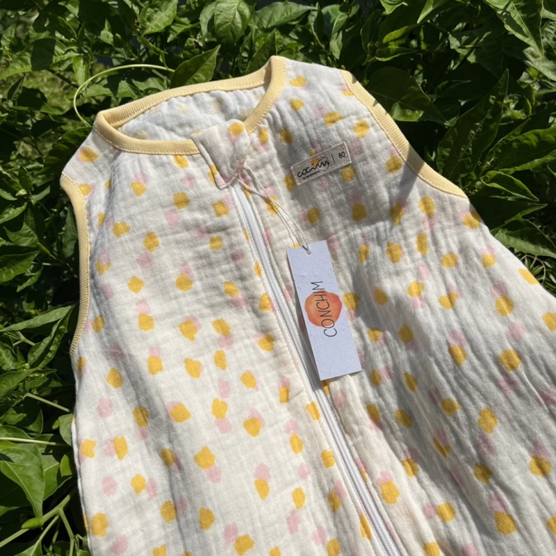Túi ngủ cho bé vải xô muslin, thông thoáng,thấm hút, sát nách conchimkids