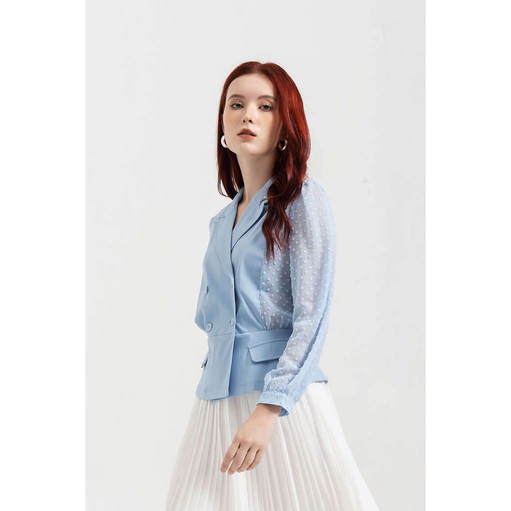 Áo nữ đờ mi cổ 2 ve, phối voan by LAMER L65D21T022