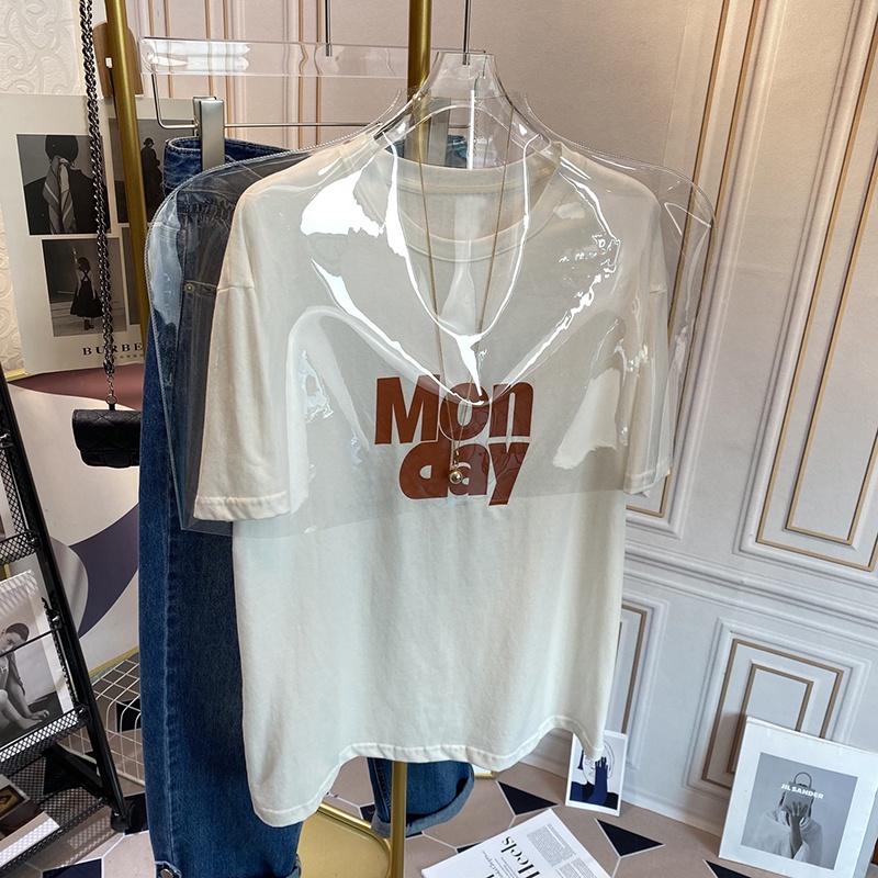 NRVP Áo thun tay ngắn cổ tròn 100% cotton thời trang phong cách Hàn Quốc cho nữ