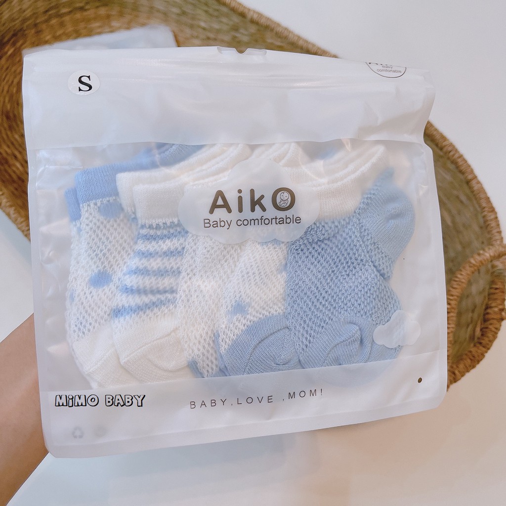 Set 5 đôi tất lưới điều hòa  Aiko cho bé Mimo baby