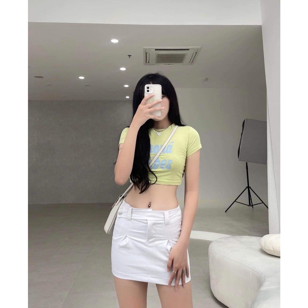 Áo thun croptop Mona Vibes ôm body N alohashop91