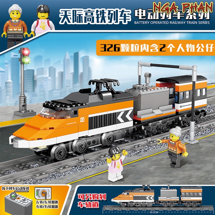 Tàu Lửa Cam 326 Chi Tiết Chạy Pin Cực Đẹp City Đồ Chơi Xếp Hình Lắp Ráp Lego Kazi MOC