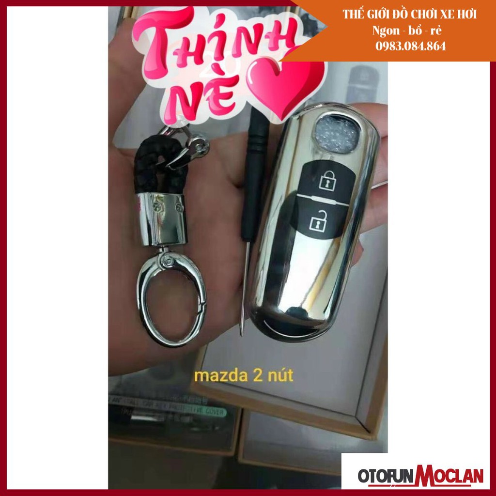 Ốp chìa khóa mạ crom Mazda 2 nút - ( Mazda 2, mazda 3, cx5 2013-2017) , tặng quà móc thất lạc