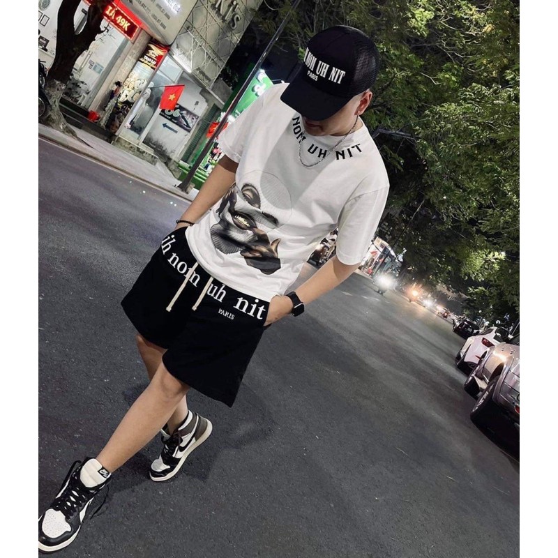 SALE HOT💥Bộ đồ nam hè hình người bịt mặt dập chữ cổ tròn chất cotton không xù lông | BigBuy360 - bigbuy360.vn