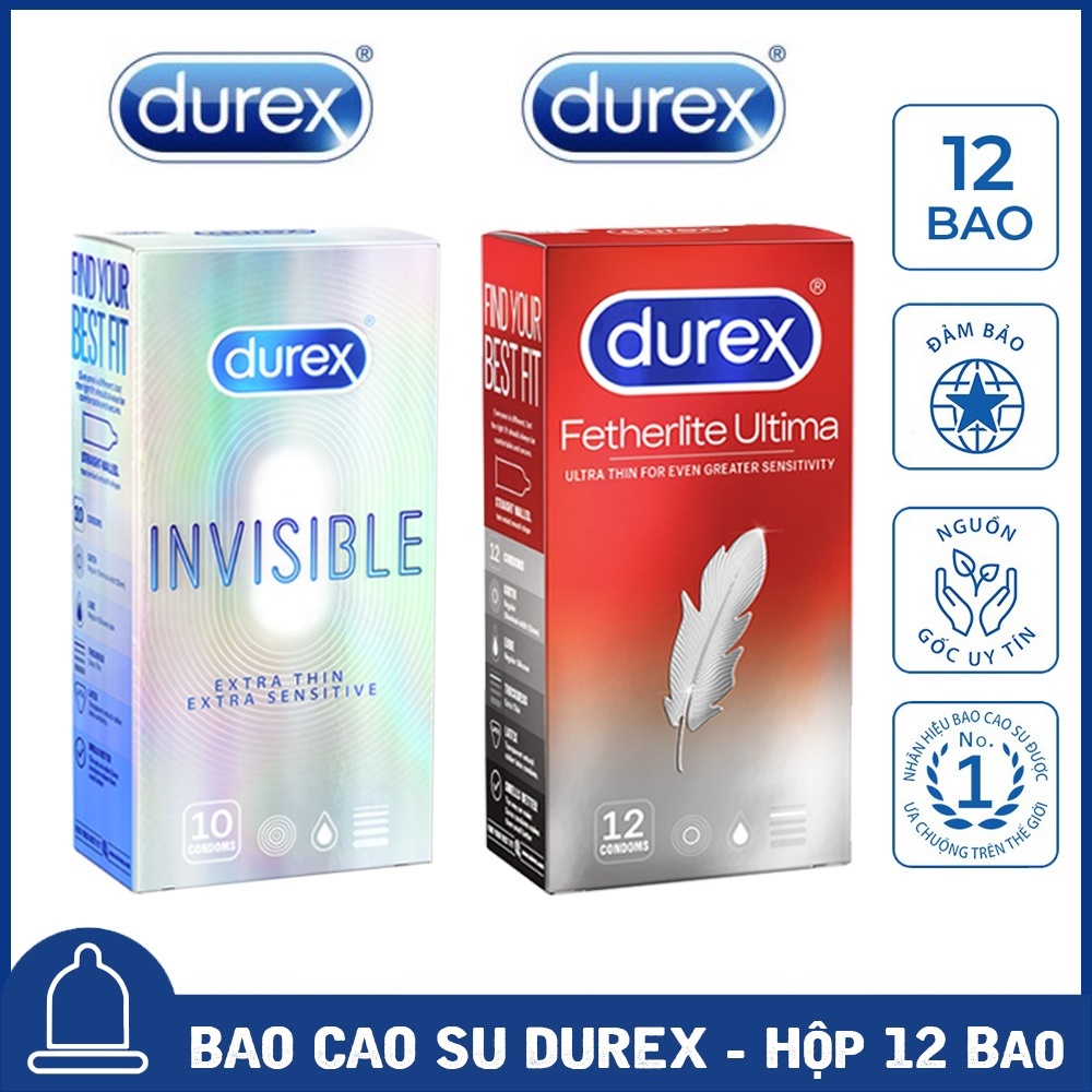 02 Hộp  Bao Cao Su Durex Invisible Extra Thin cực siêu mỏng + Durex Fetherlite siêu mỏng[Che tên sản phẩm]