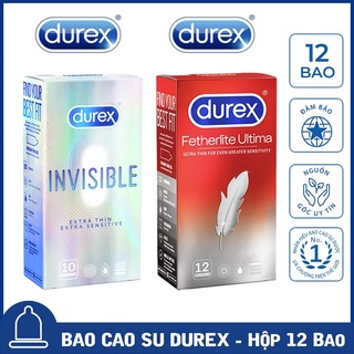 02 Hộp Bao Cao Su Durex Invisible Extra Thin cực siêu mỏng + Durex Fetherlite siêu mỏng