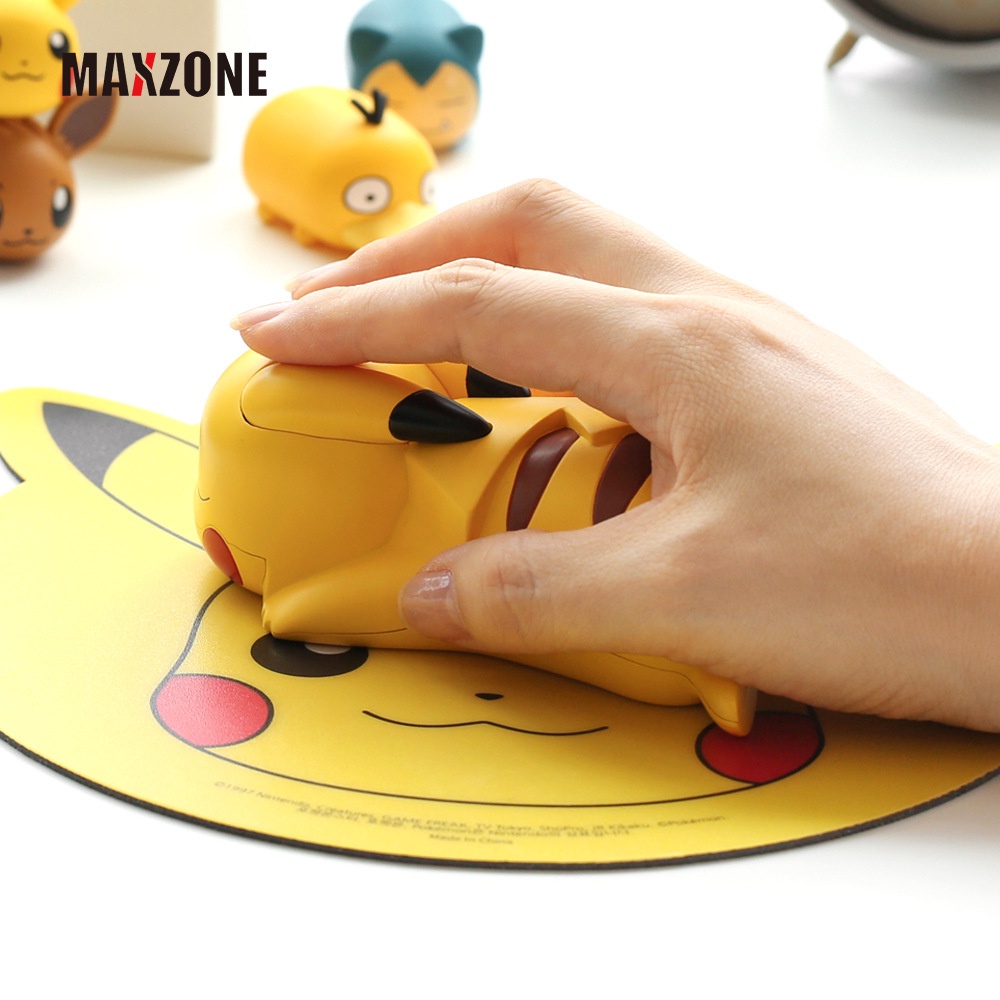 Maxzone Thảm Lót Chuột Bluetooth Không Dây Hình Pikachu Đáng Yêu Cho PC Laptop