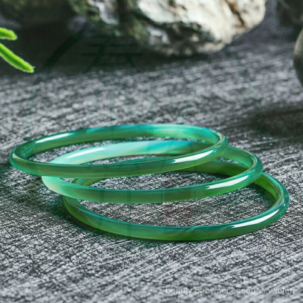 Vòng tay đá mã não xanh lá tự nhiên phong cách Brazil thời trang thanh lịc