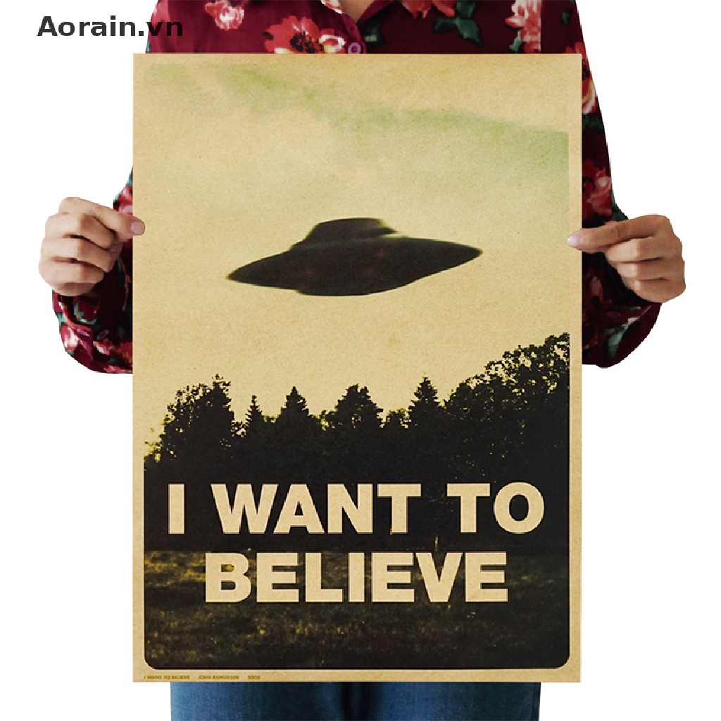 Tranh Canvas Treo Tường Trang Trí In Chữ X-Files I Want To Believe Phong Cách retro