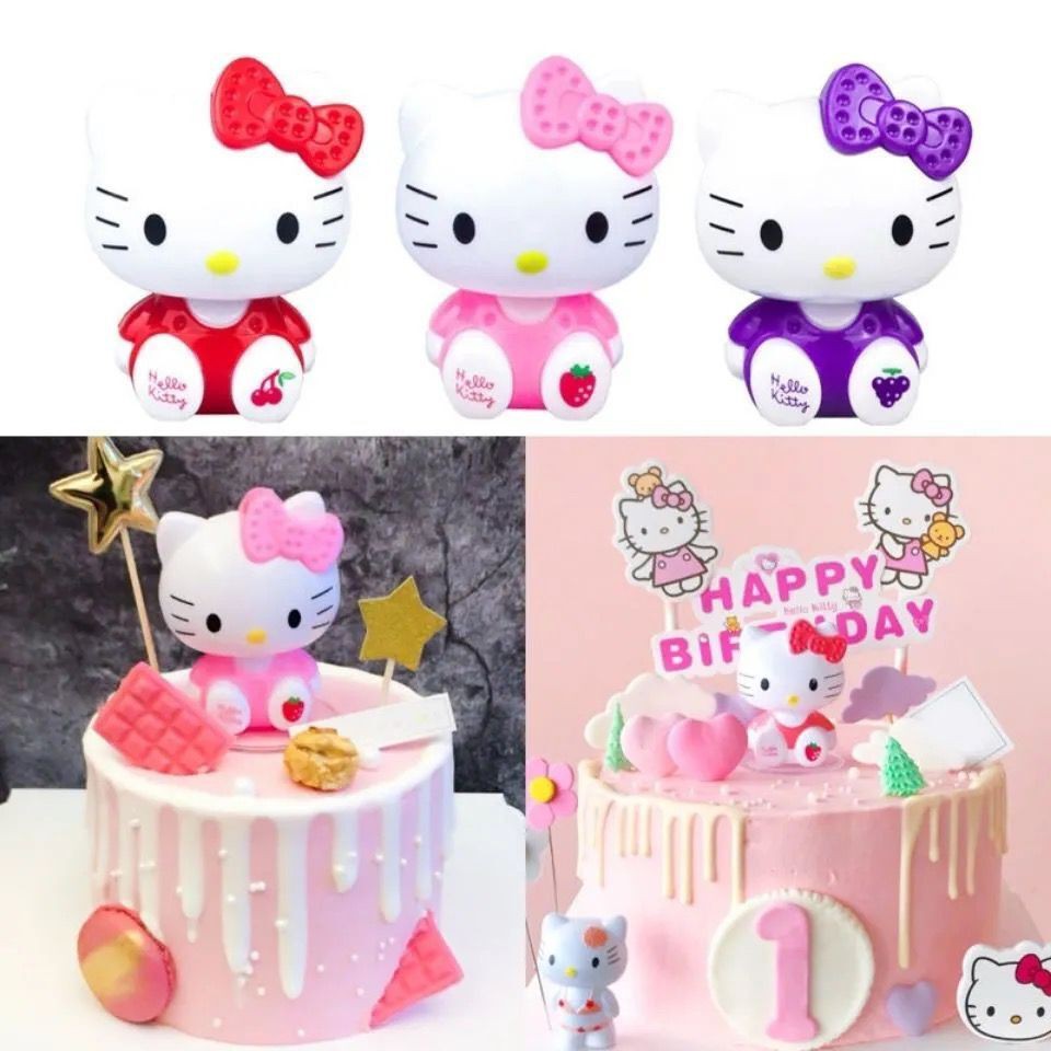 Phụ Kiện Trang Trí Bánh Kem Hình Mèo Hello Kitty Dễ Thương