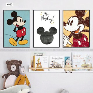 Bộ 3 tranh mickey trang trí không gian. Size khác hoặc mua lẻ khách LH (Tặng kèm đinh 3 chân treo tranh)