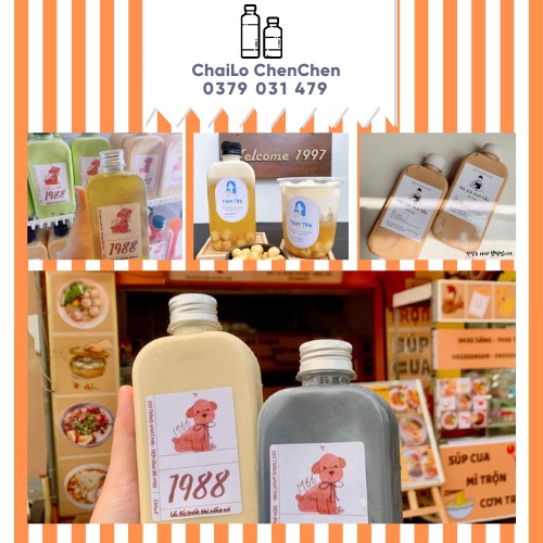 Chai nhựa dáng dẹp ngang size 250ml - 330ml kèm nắp f28