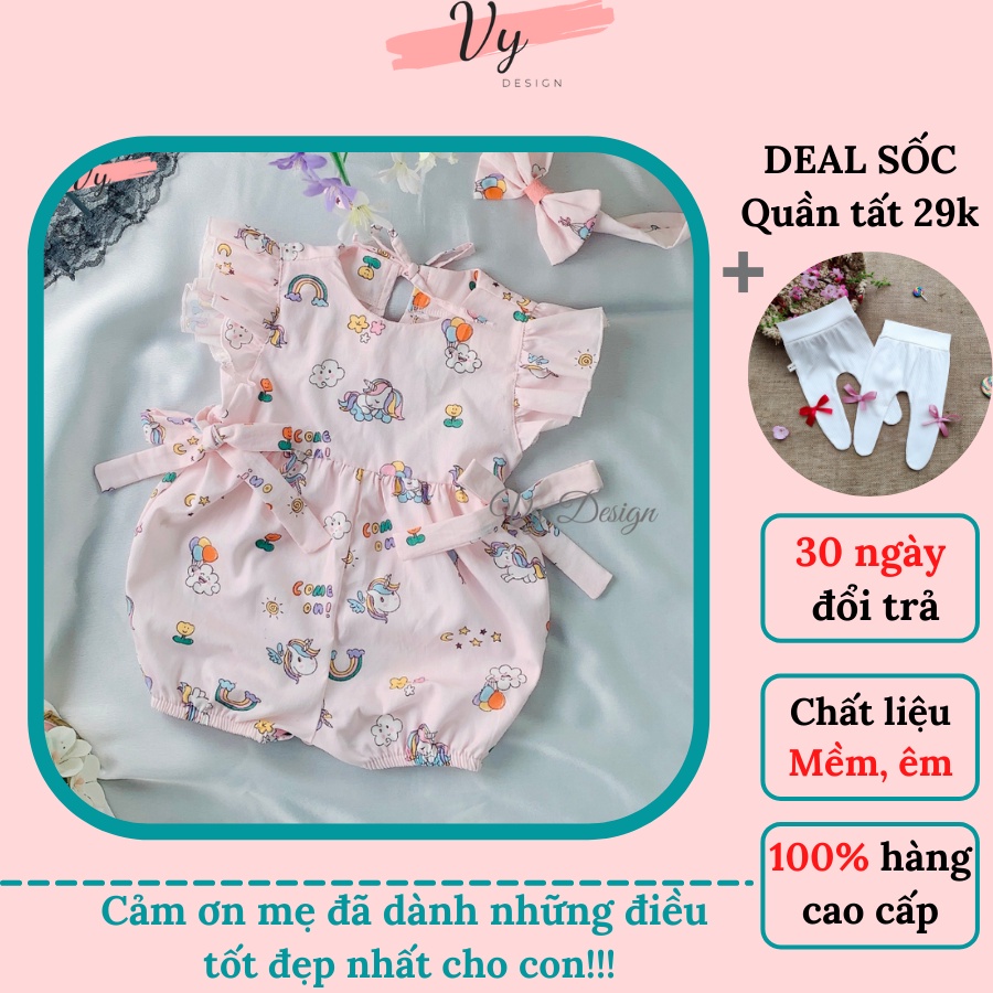 Body Xinh Cho Bé Gái Sơ Sinh 0 12 Tháng Kèm Băng Đô