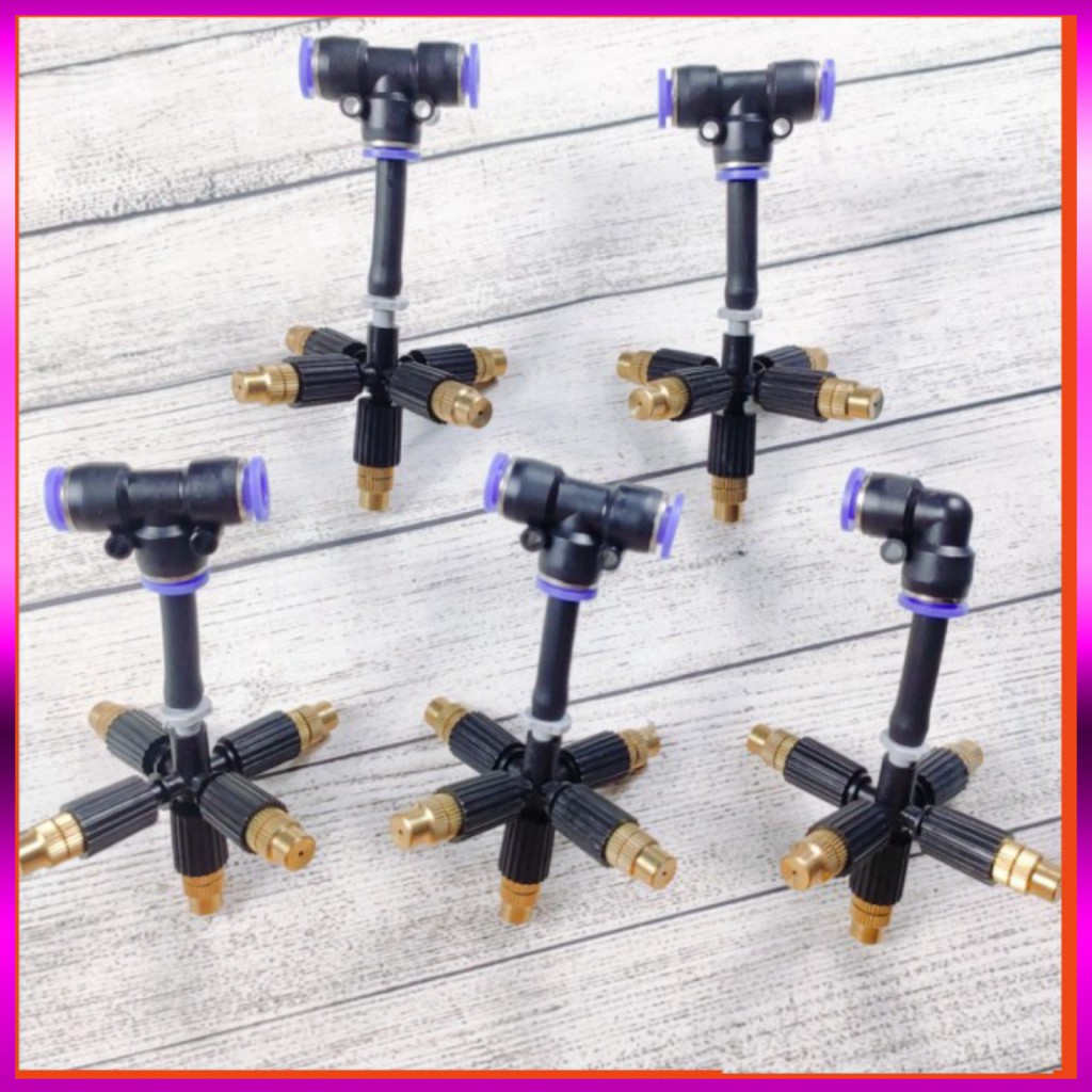 [GIÁ TỐT] 15m dây + 5 béc Béc phun sương 5 tia đồng, kèm kết nối nhanh ống 8mm, dùng tưới cây, tưới lan