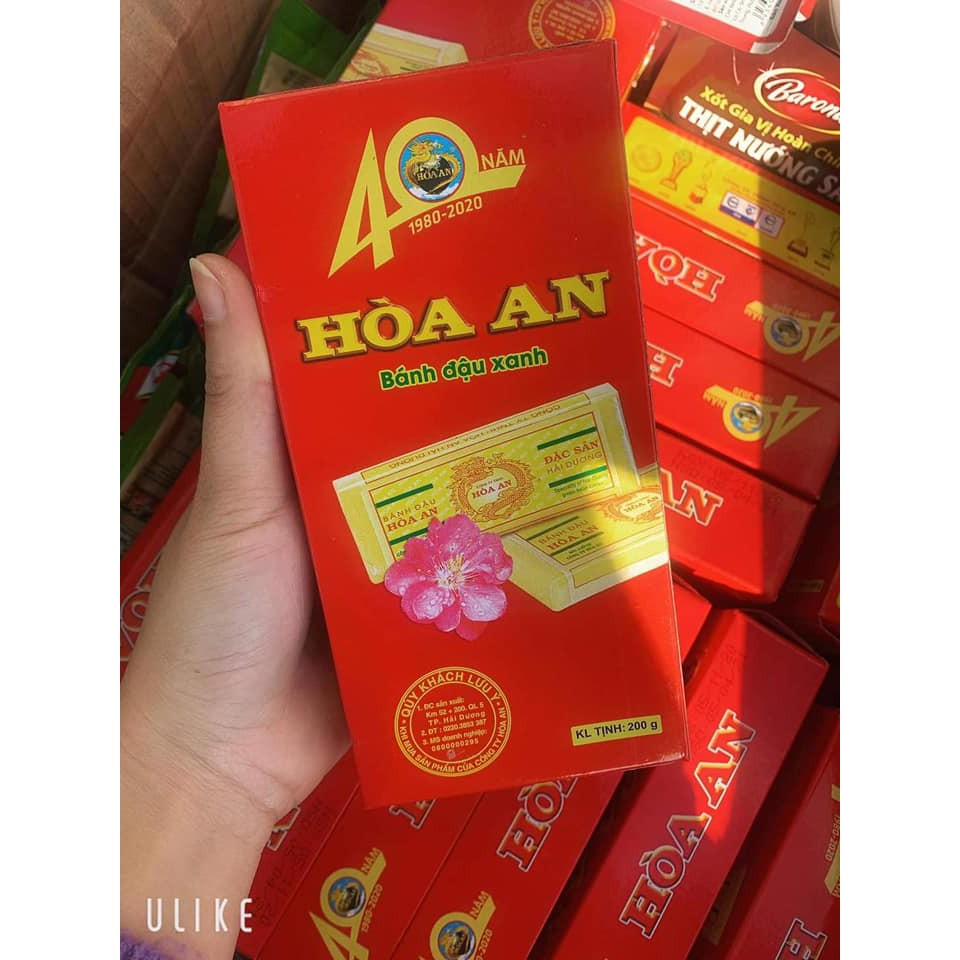 Hộp 10 bánh đậu xanh Hòa An 200g