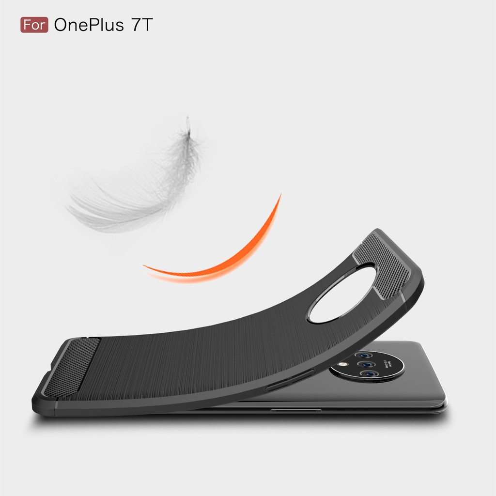 Ốp điện thoại silicon sợi carbon cho 1+ 7t oneplus 7t 1 + 7t thiết kế chống sốc