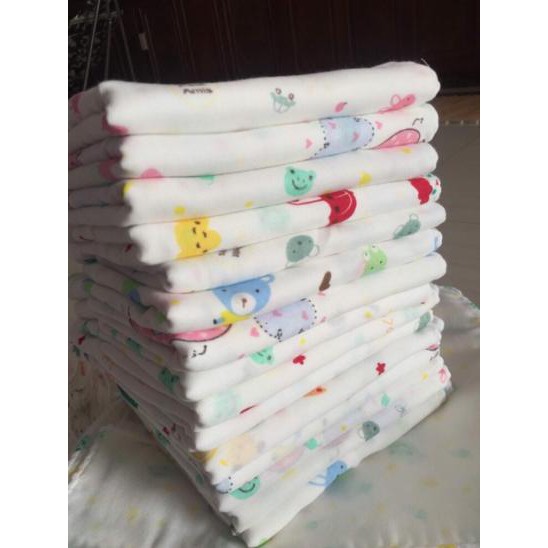 Set 10 khăn xô sữa 2 lớp xuất Nhật loại hoa văn