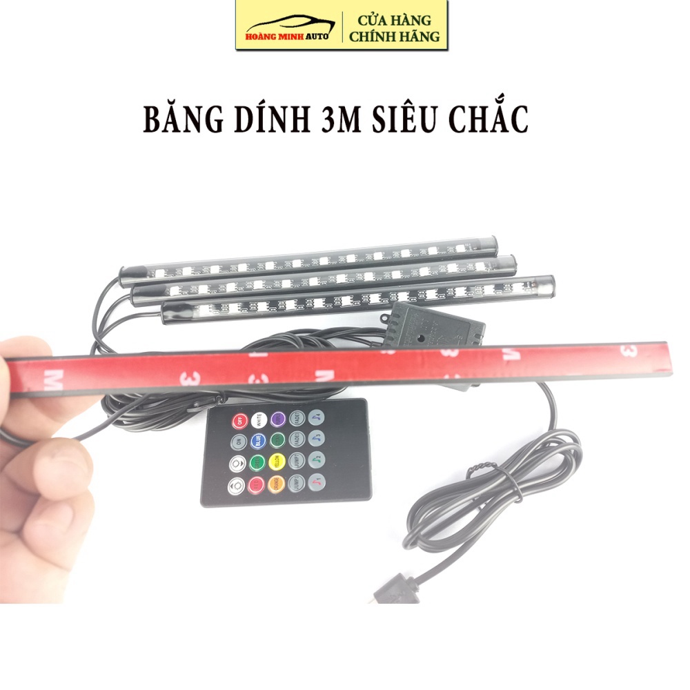 Đèn Led Gầm Ghế Ô Tô, xe hơi loại 12 Led có điều khiển từ xa, cảm ứng âm thanh nhấp nháy theo nhạc