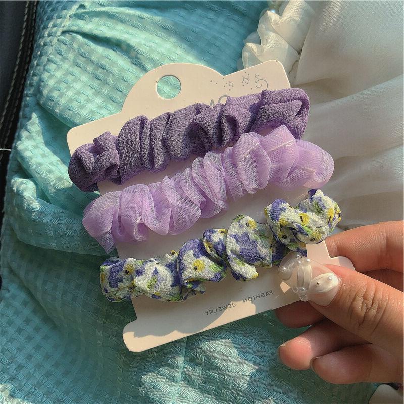 Set 3 dây buộc tóc họa tiết hoa thời trang mùa xuân dễ thương