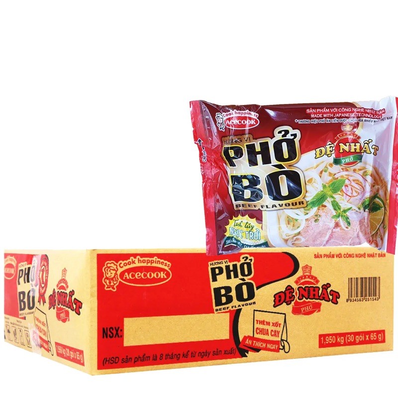 Thùng 30 gói phở bò Đệ Nhất 65g