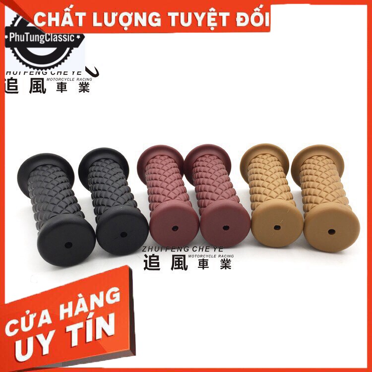 Tay nắm cao su quả trám độ classic, cafe racer....