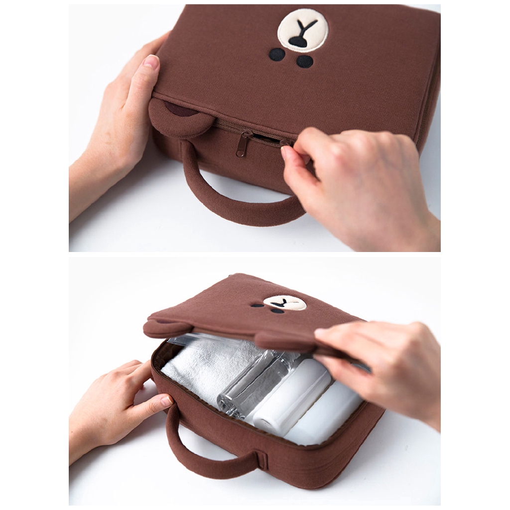 LINE FRIENDS Túi Đựng Mỹ Phẩm Hình Gấu Nâu Hoạt Hình Dễ Thương