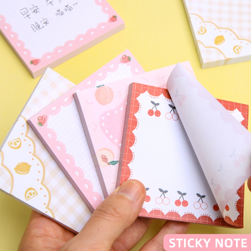 Set 80 Tờ Giấy Ghi Chú Họa Tiết Ren Trái Cây Dễ Thương