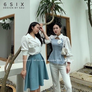 Chân váy công sở dáng lửng xoè ly