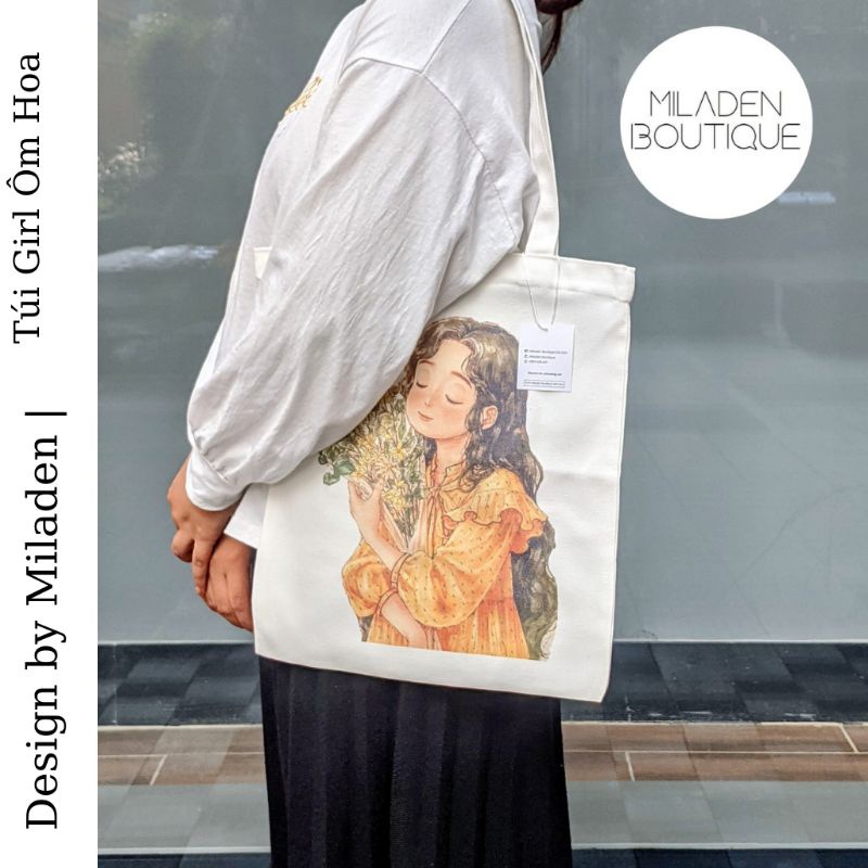 [Combo Stickers] Quà tặng Túi Tote, Túi Vải Canvas Cao Cấp và Phụ Kiện Xinh MILADEN.