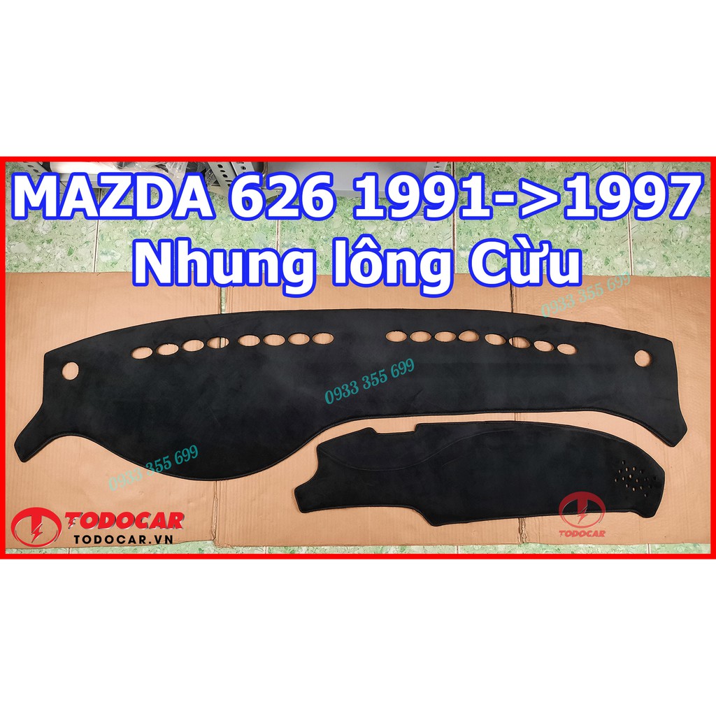 Thảm Taplo MAZDA 626 bằng Nhung lông Cừu, Da vân Carbon, Da vân Gỗ 1991 1992 1993 1994 1995 1996 1997