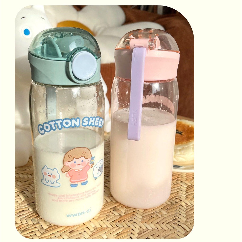 Bình Nước Bằng Nhựa Dung Tích 450ML Chống Rò Rỉ Dành Cho Trẻ Em
